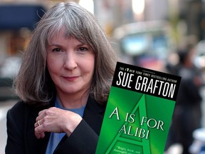 In this Oct. 15, 2002 file photo, mystery writer Sue Grafton poses for a portrait in New York.