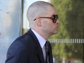 Former Glee actor Mark Salling arrives at federal court in Los Angeles on Monday, Dec. 18, 2017.