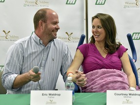 Eric and Courtney Waldrop, parents of sextuplets, speak at a press conference at Huntsville Hospital for Women & Children in Huntsville, Ala., Thursday Dec. 14, 2017.