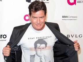 Charlie Sheen attends 2016 Elton John AIDS Foundation Academy Awards Viewing Party in  West Hollywood, California, on February 28, 2016. (TIBRINA HOBSON/AFP/Getty Images)
