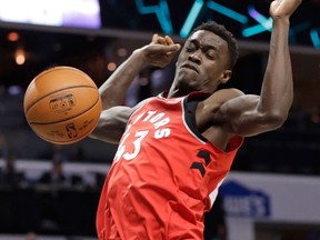 Toronto Raptors' Pascal Siakam dunks against the Charlotte Hornets on Dec. 20, 2017