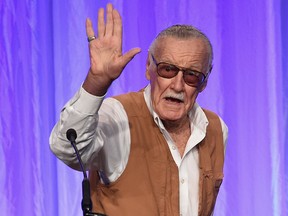 Stan Lee speaks onstage at the Hollywood Foreign Press Association's Grants Banquet at the Beverly Wilshire Four Seasons Hotel on August 2, 2017 in Beverly Hills.