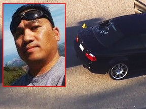 Antonio Cacatian next to the car he committed suicide in. (ABC 7)