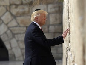 President Donald Trump visits the Western Wall, Monday, May 22, 2017, in Jerusalem.