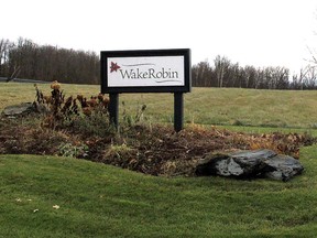 In this Nov. 29, 2017, file photo a sign marks the entrance to the Wake Robin retirement community in Shelburne, Vt. (AP Photo/Lisa Rathke, File)
