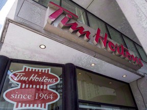A Tim Hortons coffee shop is shown in Toronto on Wednesday, June 29, 2016.