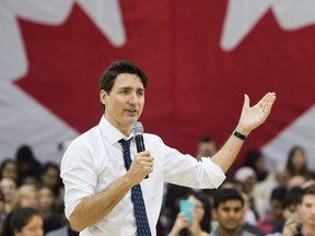 Prime Minister Justin Trudeau answers questions from the public during his town hall meeting in Hamilton, Ont., on Wednesday, January 10, 2018.