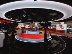 In this handout image provided by the BBC, Sophie Raworth presents the BBC News at One for the first time at the new purpose built BBC newsroom studio at Broadcasting House on March 18, 2013 in London, England.