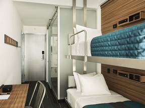Rooms at the new Pod Times Square have either a set of bunks or a queen-size bed. Rates start at $75 US per night.