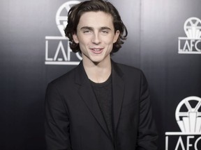 Timothee Chalamet attends the 43rd Annual Los Angeles Film Critics Association Awards on Saturday, Jan. 13, 2018, in Los Angeles.