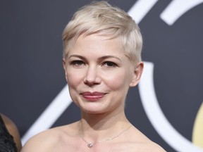 Michelle Williams arrives at the 75th annual Golden Globe Awards at the Beverly Hilton Hotel on Sunday, Jan. 7, 2018, in Beverly Hills, Calif.