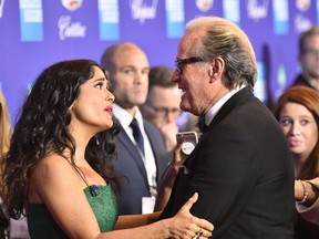 Salma Hayek and Peter Fonda attend the 29th Annual Palm Springs International Film Festival Awards Gala at Palm Springs Convention Center on January 2, 2018 in Palm Springs, California.  (Photo by Frazer Harrison/Getty Images for Palm Springs International Film Festival )