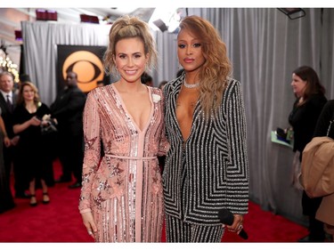 TV personality Keltie Knight (L) and Eve attend the 60th Annual Grammy Awards at Madison Square Garden on Jan. 28, 2018 in New York City. (Christopher Polk/Getty Images for NARAS)
