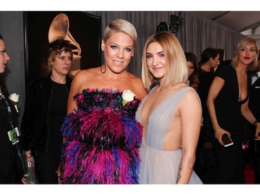 Pink and Julia Michaels attend the 60th Annual Grammy Awards at Madison Square Garden on Jan. 28, 2018 in New York. (Christopher Polk/Getty Images for NARAS)