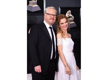 Comedian Jim Gaffigan and actor Jeannie Gaffigan attend the 60th Annual Grammy Awards at Madison Square Garden on Jan. 28, 2018 in New York. (Dimitrios Kambouris/Getty Images for NARAS)