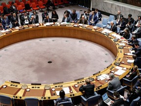 The UN Security Council meets to discuss North Korea on December 22, 2017, at UN Headquarters in New York City.