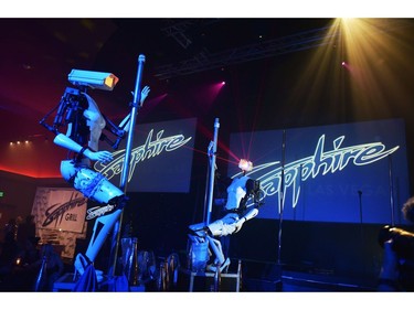 Stripper robots perform at the Sapphire Gentlemen's Club on the sidelines of CES 2018 in Las Vegas on Jan. 8, 2018. (MANDEL NGAN/AFP/Getty Images)