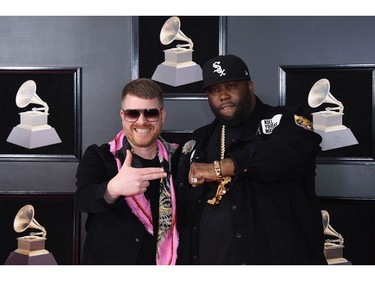 Run the Jewels arrive for the 60th Grammy Awards on Jan. 28, 2018, in New York. (ANGELA WEISS/AFP/Getty Images)
