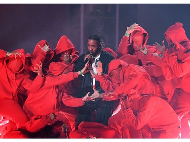 Kendrick Lamar performs during the 60th Annual Grammy Awards show on Jan. 28, 2018, in New York. (TIMOTHY A. CLARY/AFP/Getty Images)