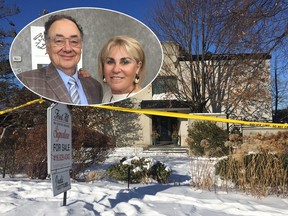 This Jan. 6, 2018 photo shows police crime scene tape marking off the property belonging to Barry and Honey Sherman, who were found strangled inside their home on Dec. 15, 2017.