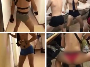 A mock homoerotic strip-tease recorded by cadets at the Ulyanovsk Civil Aviation Institute.