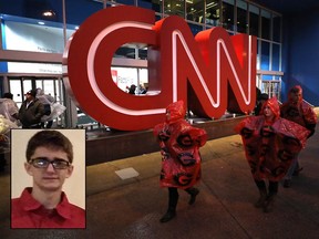 The CNN Center is seen in Atlanta on Jan. 8, 2018. Inset, Brandon Griesemer from Facebook.