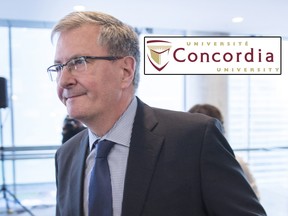 Concordia University president Alan Shepard leaves a news conference after commenting on sexual allegations regarding its creative writing program Wednesday, January 10, 2018 in Montreal.