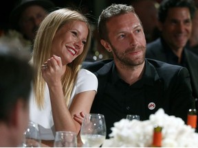 FILE - This Jan. 11, 2014 file photo shows actress Gwyneth Paltrow, left, and her husband, singer Chris Martin at the 3rd Annual Sean Penn & Friends Help Haiti Home Gala in Beverly Hills, Calif.