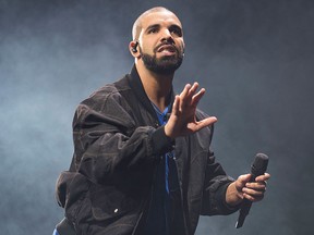 In this Oct. 8, 2016 file photo, Drake performs onstage in Toronto.  (Arthur Mola/Invision/AP, File)