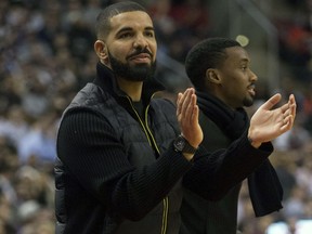 Drake at the Air Canada Centre to watch the Toronto Raptors face the Cleveland Cavaliers on Jan. 11, 2018