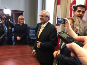 Vic Fedeli smiles after being named interim PC leader on Friday, Jan. 26, 2018. (Antonella Artuso/Toronto Sun)