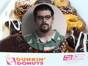 Donut-eating champion Bradley Hardison has been charged with stealing from a Dunkin' Donuts. (Elizabeth City Police Department/The Virginian-Pilot via AP/ EVA HAMBACH/AFP/Getty Images)