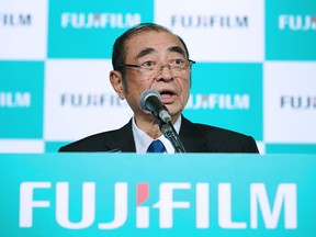 Fujifilm Holdings chairman and CEO Shigetaka Komori speaks during a press conference on the company's financial results in Tokyo on Jan. 31, 2018.
 (JIJI PRESS/AFP/Getty Images)