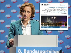 In this Dec. 3, 2017 file photo Beatrix von Storch of the nationalist and anti-Islam Alternative for Germany party delivers a speech during a party congress in Hannover, Germany.