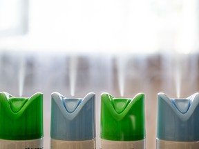 Four cylinder of air freshener in a row. Air fresheners in action. (Getty Images)