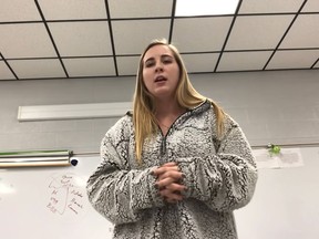 Emily Gipson, 16, is seen in a screengrab from an ant-bullying video she posted on YouTube. (Emily Gipson/video screenshot)