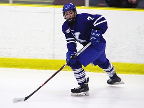 Matthew Savoie of the Northern Alberta Xtreme skates on Jan. 21, 2018 at the John Reid Memorial Hockey Tournament in St. Albert, Alta.