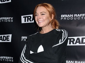 Lindsay Lohan appears at the Super Trade LGBTQ Party on Jan. 14, 2018 in New York.
