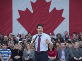 Prime Minister Justin Trudeau fields a question at a town hall meeting in Lower Sackville, N.S. on Tuesday, Jan. 9, 2018.