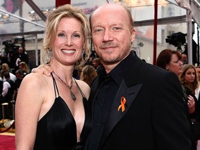 Writer/director Paul Haggis (R) and actress Deborah Rennard arrive at the 80th Annual Academy Awards held at the Kodak Theatre on Feb. 24, 2008 in Hollywood, Calif.  (Alberto E. Rodriguez/Getty Images for THR)