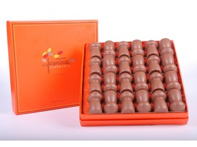 This undated photo provided by Jacques Torres Chocolate shows a box of the companies gourmet chocolates. (Jacques Torres Chocolate via AP)