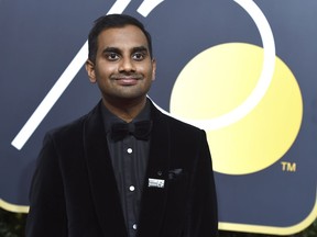 FILE - In this Sunday, Jan. 7, 2018 file photo, Aziz Ansari arrives at the 75th annual Golden Globe Awards in Beverly Hills, Calif. The publication of an account by a woman identified only as "Grace" detailing her 2017 encounter with comedian Aziz Ansari intimated that Ansari deserved inclusion in the ranks of abusive perpetrators, yet many readers _ women and men _ concluded the encounter amounted to an all-too-common instance of bad sex during a date gone awry.