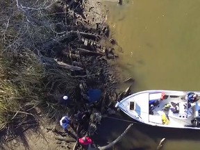 A screen grab from a YouTube video shows the wreck site.