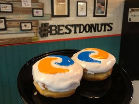 A photo of the Tide Pod doughnuts being offered up by Wake N Bake Donuts in North Carolina.