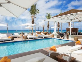 The Caribbean’s newest beach club, Nikki Beach Barbados, has a pool with sun beds and VIP cabanas for all day lounging.