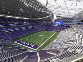FILE - This July 19, 2016, file photo, shows US Bank stadium in Minneapolis, where the Super Bowl will take place Feb. 4.