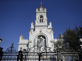 Historical Bulgarian Sveti Stefan Church, or " Iron Church," stands in Istanbul, Saturday, Jan. 6, 2018. Turkey's President Recep Tayyip Erdogan and Bulgaria's Prime Minister Boyko Borisov attend Sunday the reopening ceremony of the church after seven years of restoration.