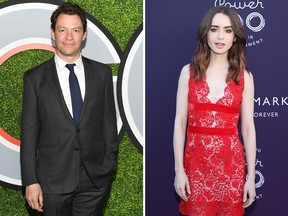 Dominic West and Lily Collins are seen in a combination shot.  (Matt Winkelmeyer/Getty Images for GQ/Phillip Faraone/Getty Images for A+E Networks/Lifetime)