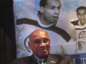 National Hockey League Diversity Ambassador Willie O'Ree, the first black player in the NHL, was honored during a ceremony in Boston on Wednesday, Jan. 17, 2018.