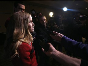 Kaitlyn Lawes meets with media as the Canadian Olympic Committee and Curling Canada presented its mixed doubles team at the Canad Inns Polo Park on Monday. Lawes and John Morris will represent Canada at the 2018 Olympics in Pyeongchang, South Korea.